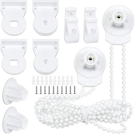 2 set 25 mm Rullgardinsbeslag - Rullgardinssystem med Väggfästen - Plastfästen - Kulkedja - Ersättningsreparationssats för Rullgardiner