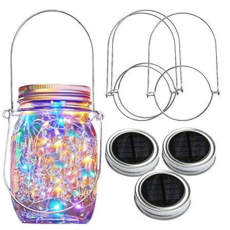 20 LED-sträng Fe älvfluga burklockljus med hängare Dekor, Terrass Trädgård Dekor, 3-pack (inga burkar) four colors