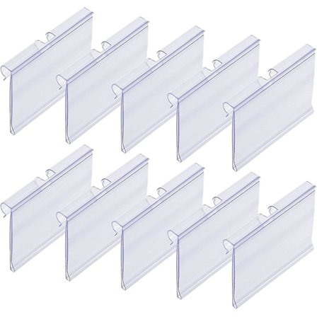 50 stk. klare plastiklabelholdere, skilteholder til butikker og supermarkeder