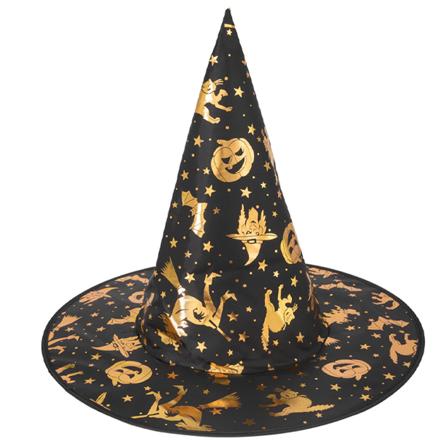 Halloween Häxhatt Svart & Gull 38x32cm