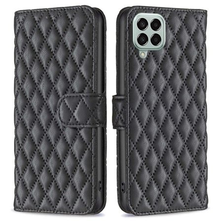 Rombuskuvioinen matta läppäkotelo Samsung Galaxy M33 5G - Musta