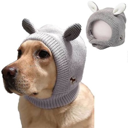 Dog Cat Knit Beanie Hat Muffs Noise Protection For Anxiety Relief Calming Puppy Winter