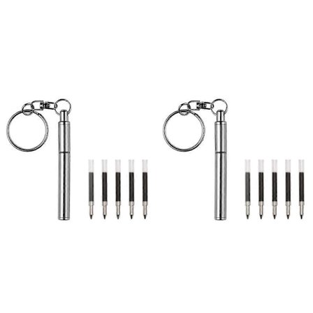 2 stk. Bærbar nøglering Teleskopisk pen i rustfrit stål Teleskopisk kuglepen Nøglering værktøj til udendørs