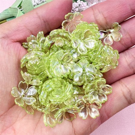 100 stk./pose 15 mm akryl DIY Galsang blomster løse perler øreringe til smykkefremstilling halskæde armbånd grøn