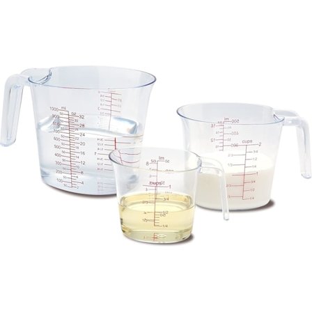 [NT] 3-delars måttsats, plast, stapelbar design med snäpphandtag