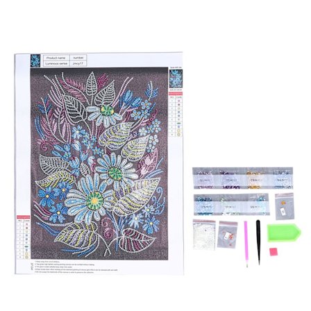 5D DIY Selvlysende Blomst Rhinestone Maleri for Hjem Soveromsdekor