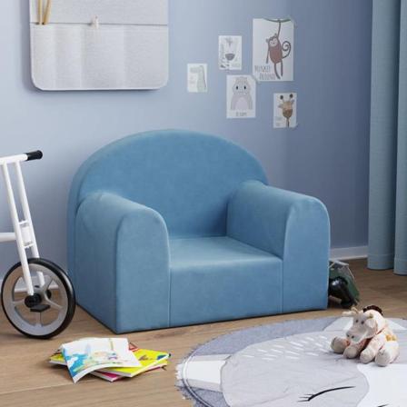 Vidaxl Barnsoffa Blå Mjuk Plysch Blå