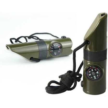 2-osainen selviytymispilli, 7-in-1 hätäpilli, ulkoiluun tarkoitettu hätäpilli - vihreä