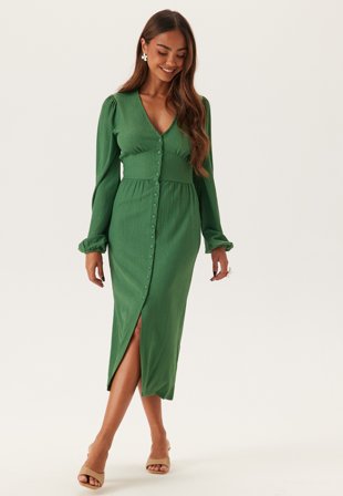 Bubbleroom - Structure Button Midi Dress - Kläder