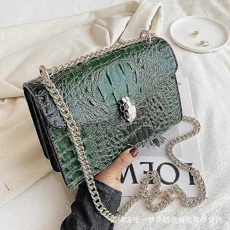 Kvinnor Damhandväska Krokodilmönster Vinta Chain S Square Bag Fash Personality