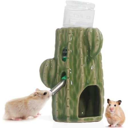 Hamster Vandflaske Kompatibel med Glasbur, 2-i-1 Justerbar Hamster Vandflaske 80ml Gerbil Vandflaske med Stativ, 1 stk