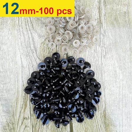 100 stk 8/10/12/14mm Plast Sikkerhedsøjne Til Legetøj DIY-blanding Størrelse Hæklet Dyreøje Til Dukke Legetøj Amigurumi Tilbehør Db 12mm-100pcs-Black