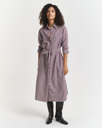 GANT Damen Classic Hemdblusenkleid aus Popeline mit Gürtel (40) Violett