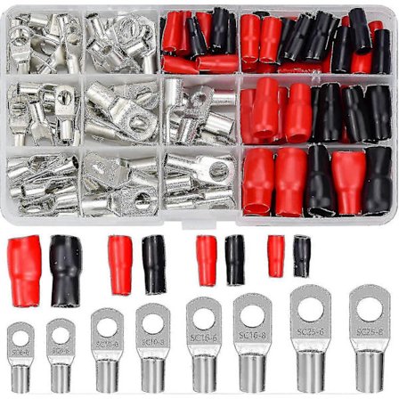 120 Deler Krympeskosett Bil Elektriske Terminaler Med Krympe Batteriterminaler Sc-kontakt Munnvisning Og Isolasjonsstøvler Rød Svart - Ya_Särskild