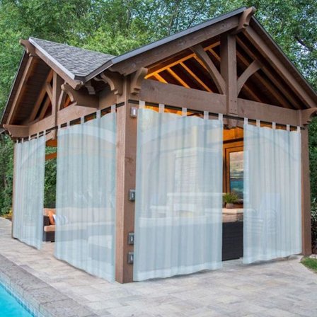 2 Siniset Verhot Pidikkeillä 132x213cm, 100% Vesitiivis Polyesteri, Pölyä Kestävä, Terassille, Pergolalle