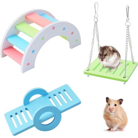 Ocean 3-pack Hamsterleksaker, Regnbågsbro och Gunga, Klättring och