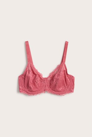 Kappahl | Stanik na fiszbinach, bez wyściółki, z koronki | Koralowy