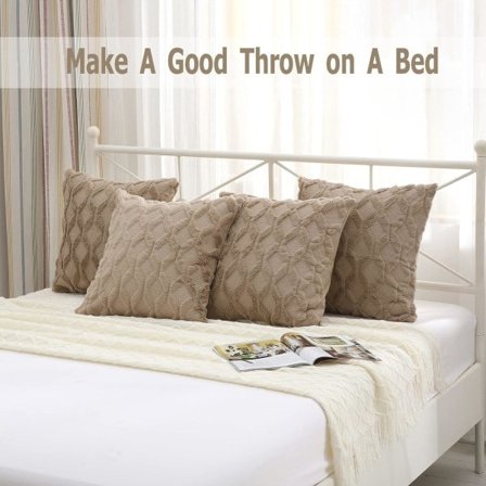 [2 stykker] 45x45cm kunstig ullpute - gårdstil fløyel bohemsk vind (med putetrekk) - kaffe