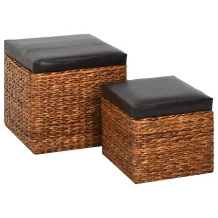 Vidaxl Ottoman Set 2 Delar Sjögräs Brun Brun