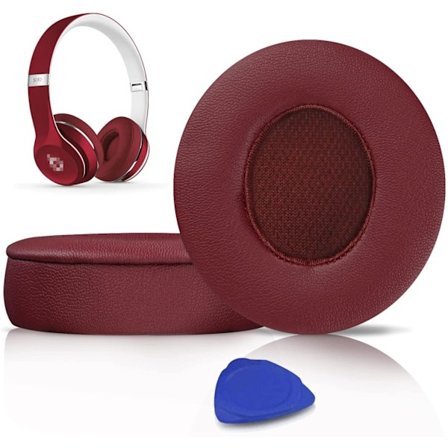 Öronkuddar som är kompatibla med Beats Solo2 & Solo3 trådlösa On-Ear-hörlurar Burgundy