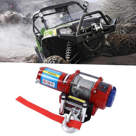 Vinssisarja 4500lb/2041kg 12VDC rullalukituslevyll , kiinnityslevyll , koukkukruunuilla, p hkin ill , punaisella nauhalla