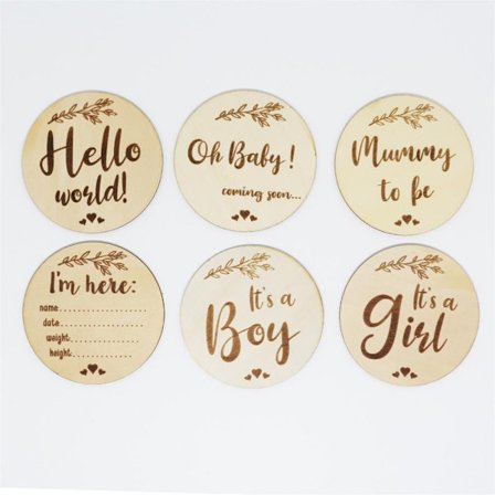 6PCs/Box Wooden Baby Milestone Cards Månatliga födelsekort