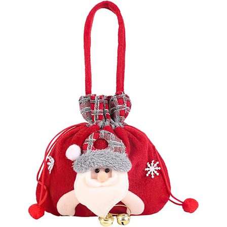 Julegave Dukkeposer, Jule Strikket Dukkegaveposer, Julenissen Snømann Hjortedukke Oppbevaringspose, Juledekorasjon Eplepose