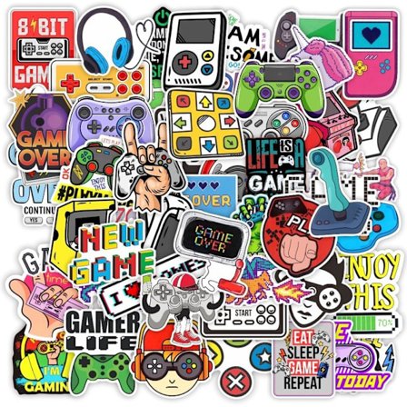 Gaming-klistremerker for gutter Barn Videospill Vannflasker 50 STK Vanntette Vinylgaver for gutter Klistremerker