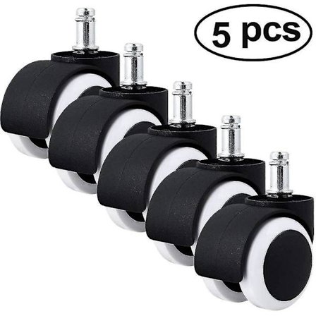 Kontorstolhjul (5 stk), Stille Hjul for Harde Gulv Svingbare Stol Hjul 11mm / 50mm Hjulsett for Kontorstol Hjul Hjul