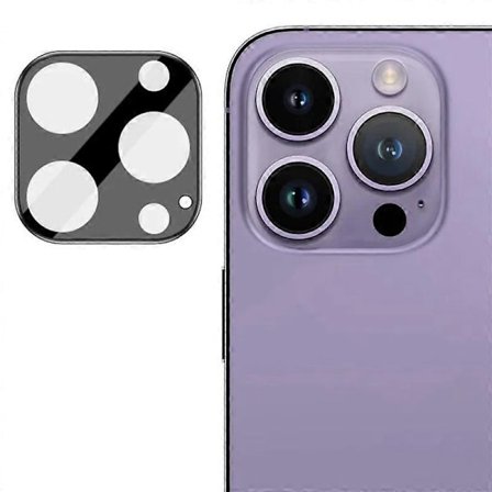 Kameraskydd för iPhone 16 Pro/iPhone 16 Pro Max HD Heltäckande Svart Silkestryckt Linsfilm