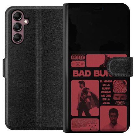 Kompatibel Tegnebogsetui til Samsung Galaxy A14 5G Bad Bunny NFL-inspireret skjoldlogo med amerikansk fodbold og stjerner