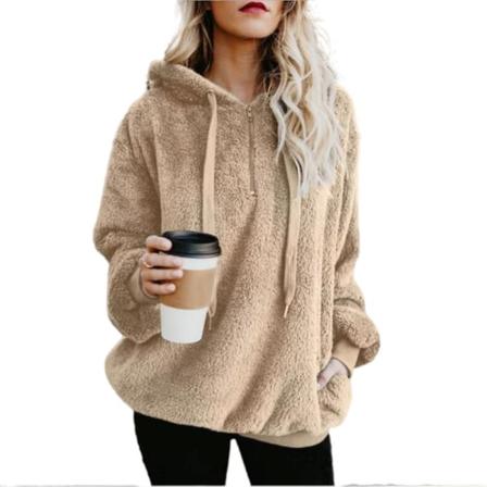 Kvinner Teddy Bear Hettegensere Kåpe Varm Fluffy hettegenser Løs høst vinteroverdeler Apricot S