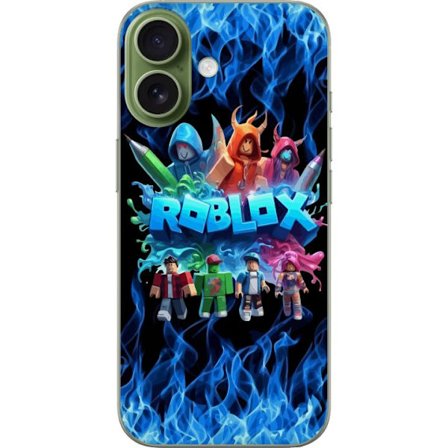Kompatibelt Mobilskal till Apple Apple iPhone 17 Roblox-figurer i blåa lågor och neonrök kreativ spelillustration med stark kontrast