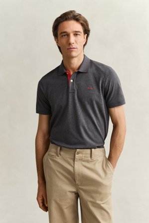 GANT Herren Kontrast Piqué Poloshirt (XXXL) Dunkelgrau