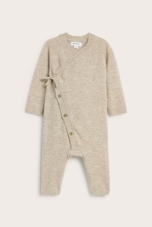 Newbie | Jumpsuit i ull- og kasjmirblanding | Melert beige