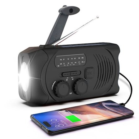 SiGN Crank radio with Solar cells, Flashlight and 2000mAh Powerbank