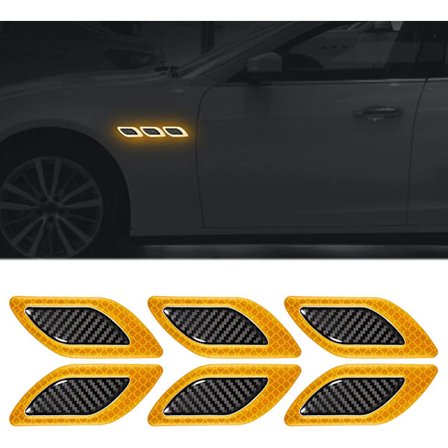 6-pack 3D reflekterande stötfångarlister med hög intensitet klistermärken natt