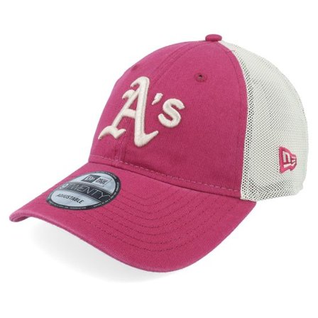 New Era - MLB Rosa trucker Keps - Oakland Athletics Washed 9TWENTY Cherry/Stone Trucker @ Hatstore
