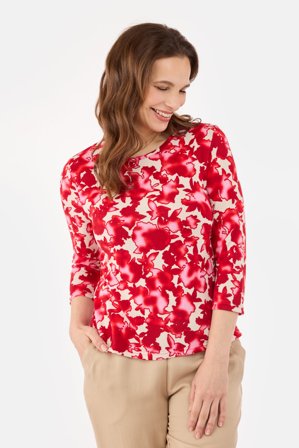 SIGNATURE - 3/4 Ærmet T-shirt – Rød Mix – Mønstret