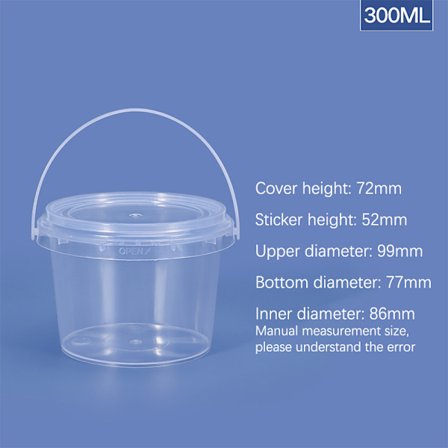 150ML-1500ML plasthinkar + lock - Tom vit med handtag -