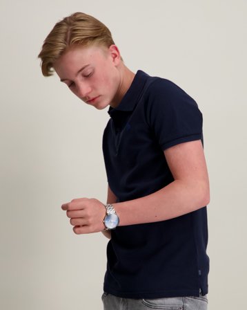 Scotch & Soda CORE - Garment Dyed Pique Polo Blauw Polo-/rugbyshirts Jongens - Kids Brand Store