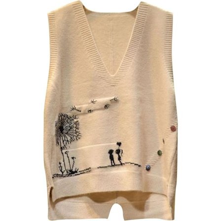 Kvinners strikkede ermeløse gensere Blomstermønster Genser Vester V-hals Gilette Vest Topp