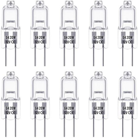 G4 Halogenpærer 10W 12V - Varmt hvidt lys - 20-pak
