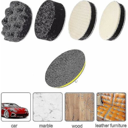 Bilpoleringssvampesæt, poleringspuder med boremaskineadapter, 125 mm/5 tommer, poleringsskive, bilpoleringspuder til bil, polering