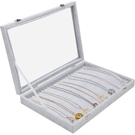 Halskjeholder Smykkeboks - Fløyels Smykkeoppbevaring Organiser for Halskjeder, Armbånd, Ørepynt