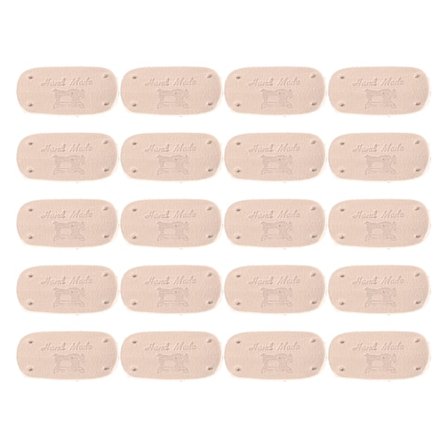 20 stk. lædertags bløde prægede DIY strikkede etiketter med huller til tasker, punge, syprojekter original farve