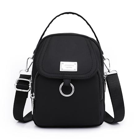 Crossbody mobiltelefonväska dam vattentät liten mobiltelefon axelväska Nylon damväska plånbok Travel Mini Crossbody handväska (svart)