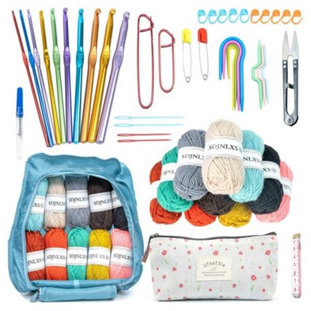 Hæklet - hæklet kroge sæt med garn og tilbehør 50 dele