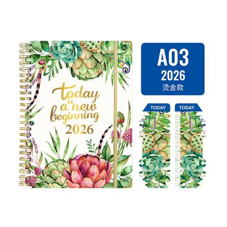 Engelskt anteckningsblock A5 metallspiral anteckningsbok veckoplan för 2026
