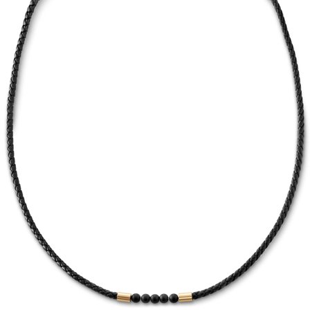 Tenvis | 3 mm Goudkleurige Onyx Leren Ketting voor mannen - Leren kettingen